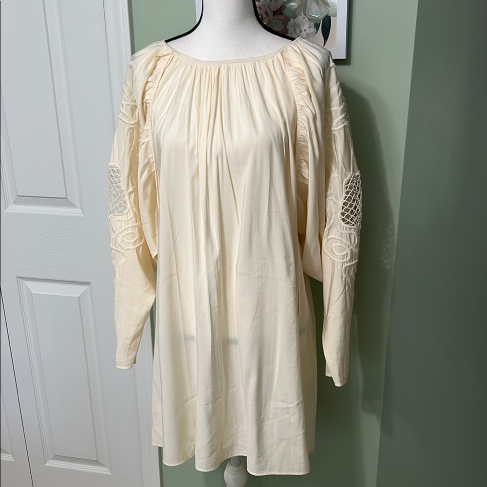 H&M Festival/Boho Cream Long Sleeve Oversized Tunic